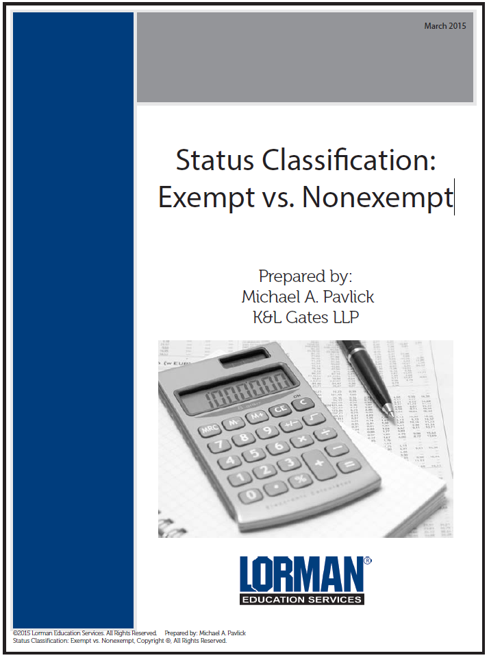STATUS CLASSIFICATION  Exempt vs. Non-Exempt