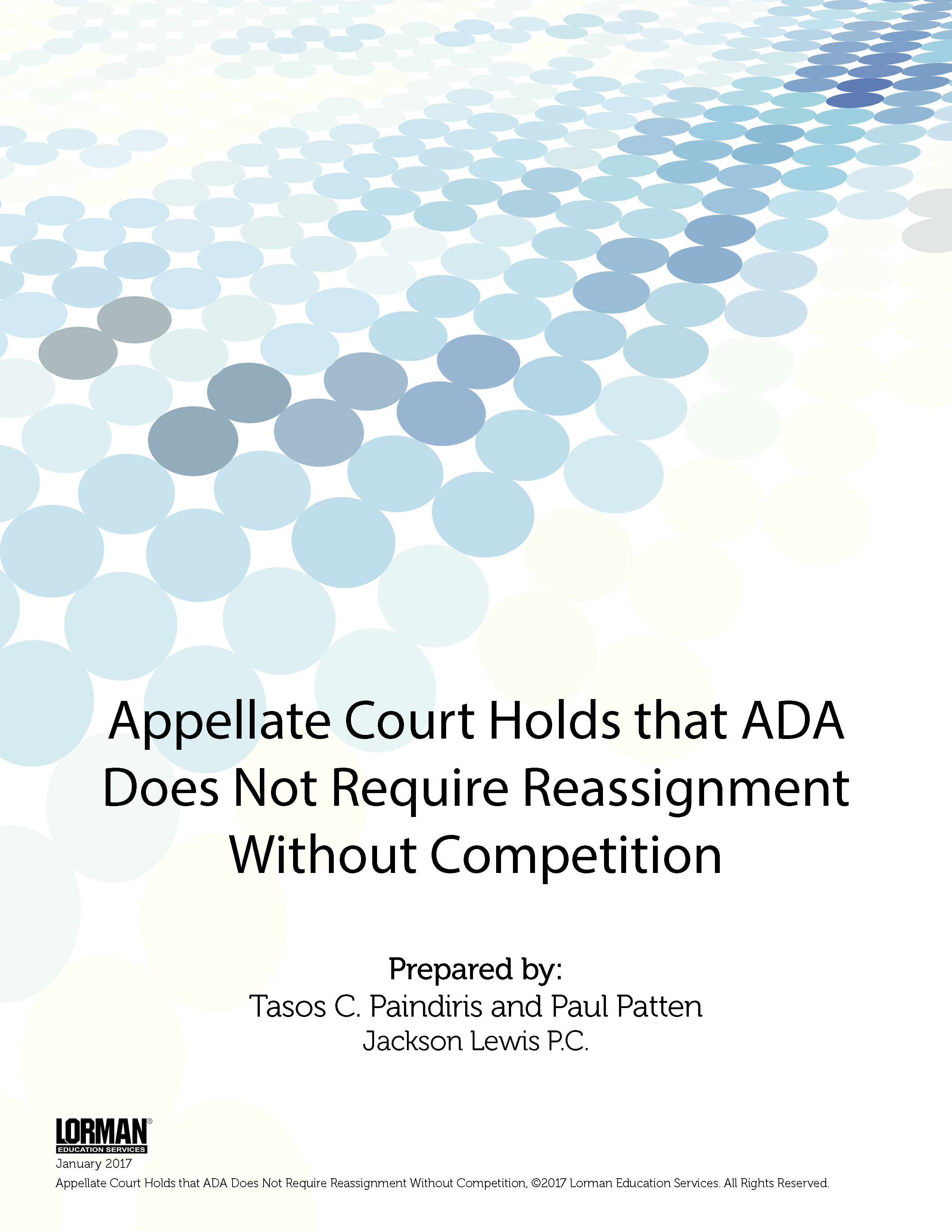 Appellate Court Holds that ADA Does Not Require Reassignment Without Competition
