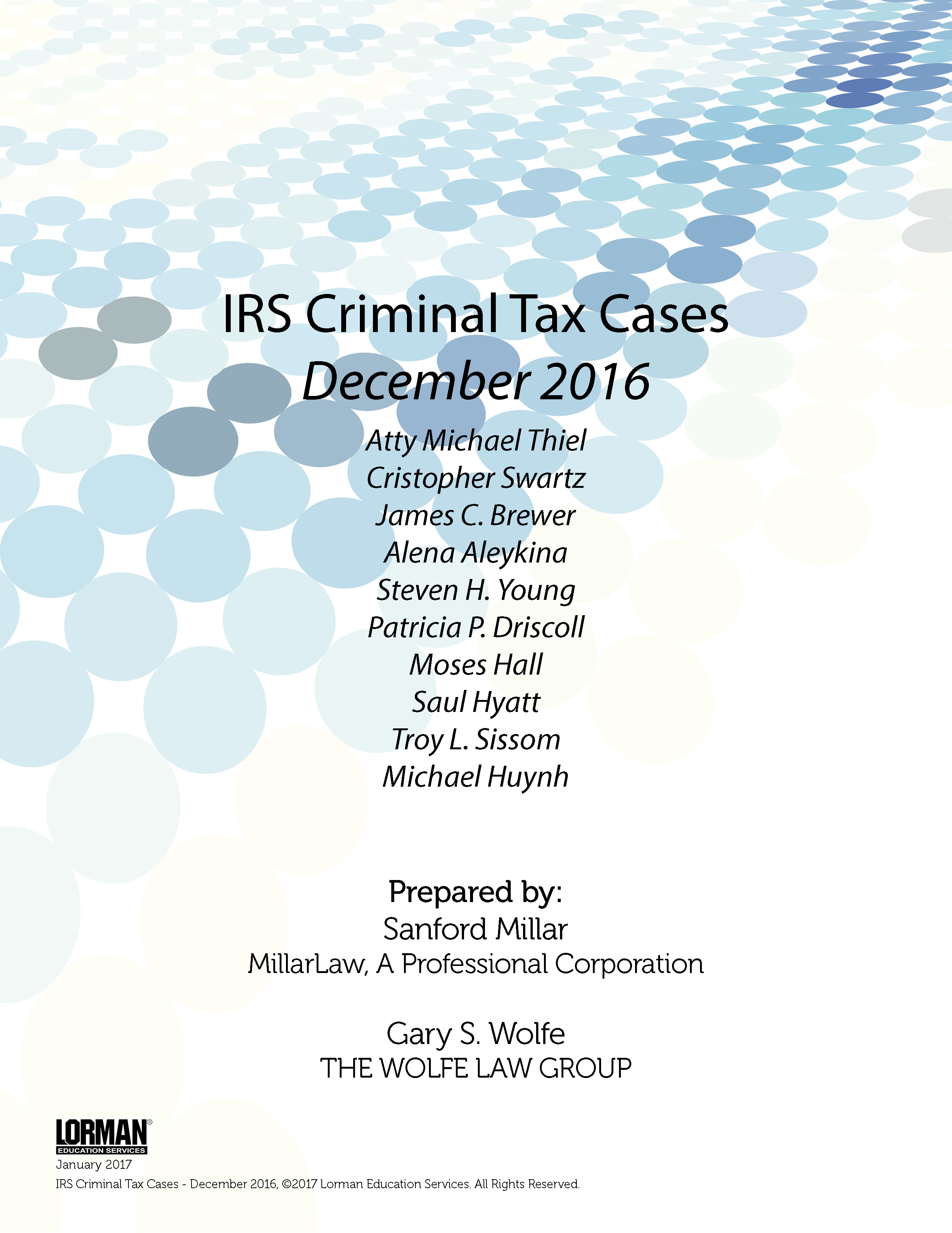 IRS Criminal Tax Cases - December 2016