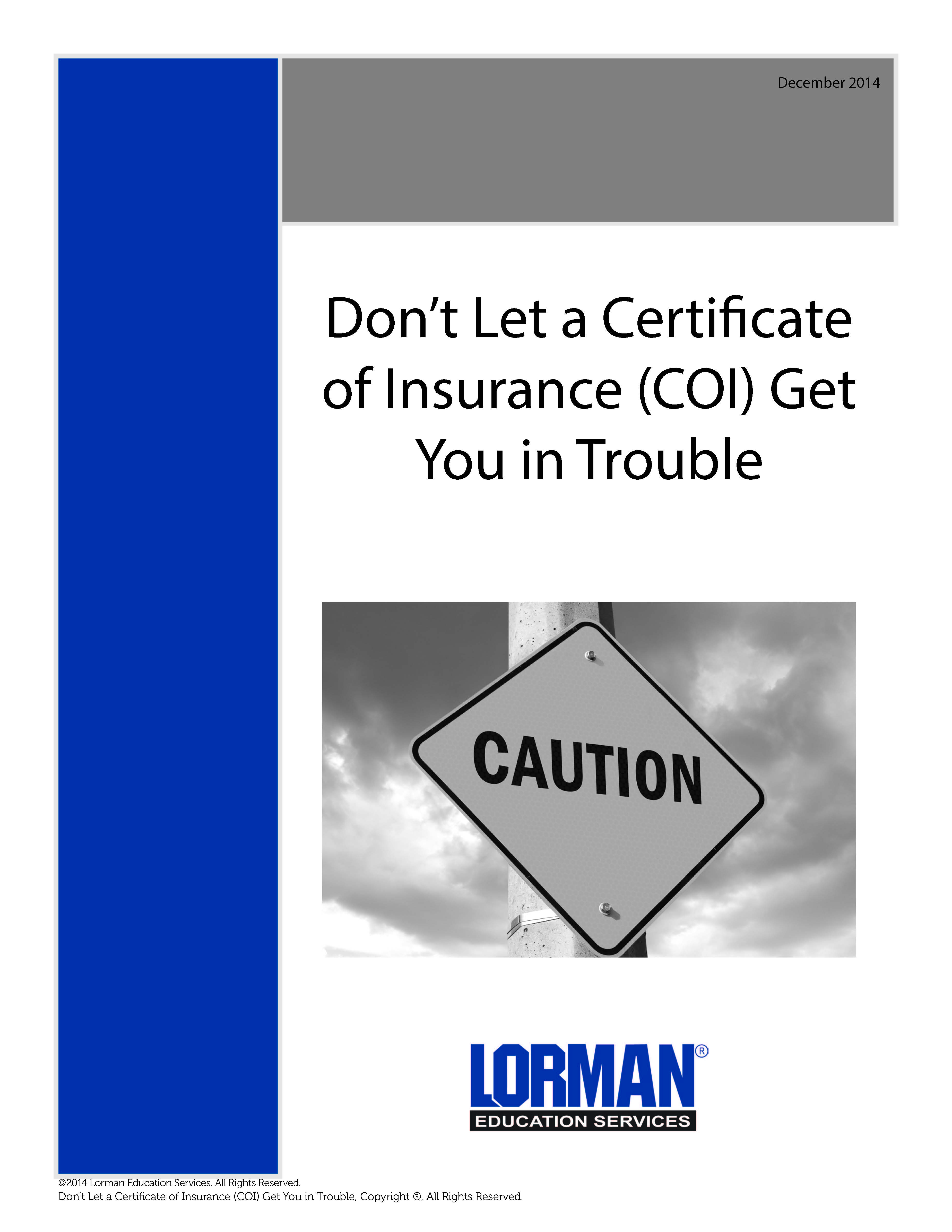 Don’t Let a Certificate of Insurance (COI) Get You in Trouble