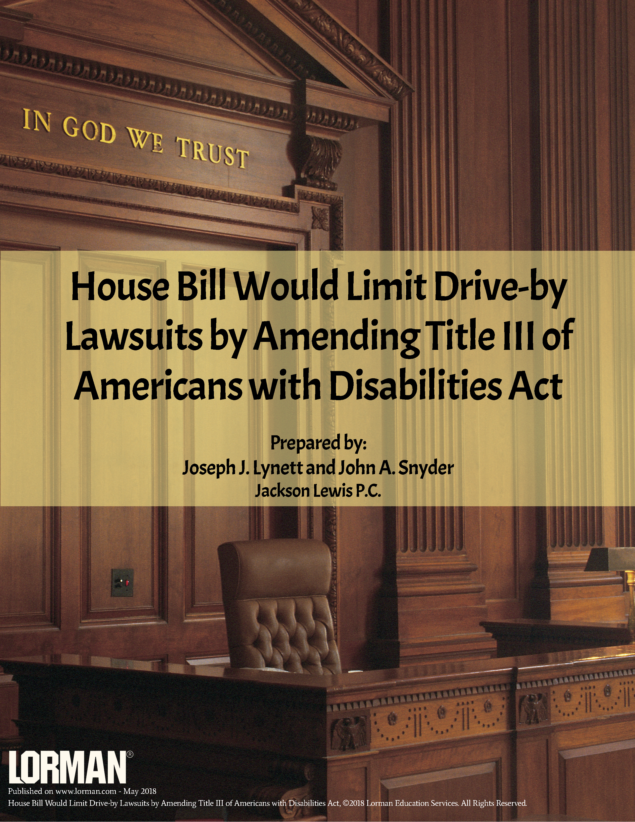 House Bill Would Limit Drive-by Lawsuits by Amending Title III of Americans with Disabilities Act