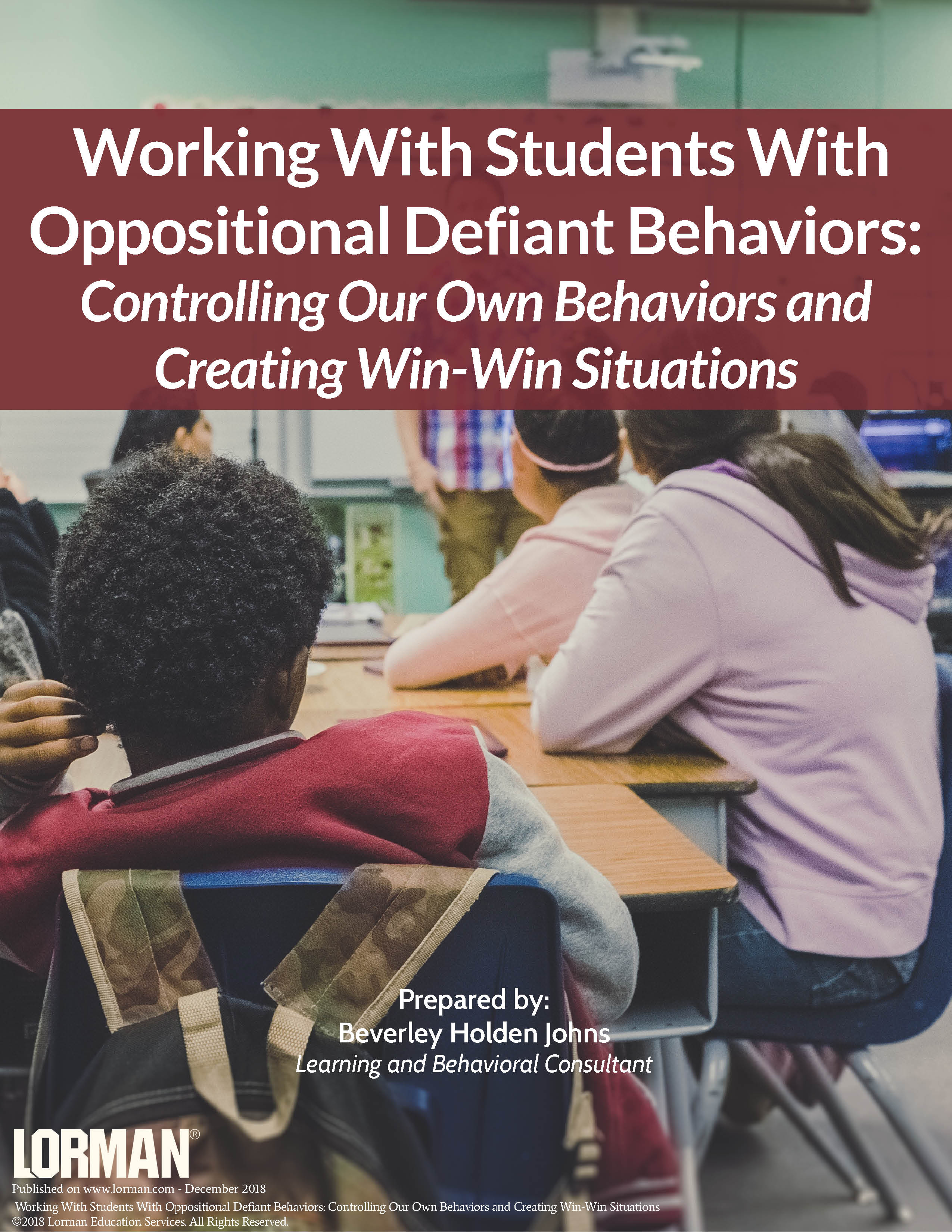 Working with Students With Oppositional Defiant Disorder - Controlling Our Own Behavior