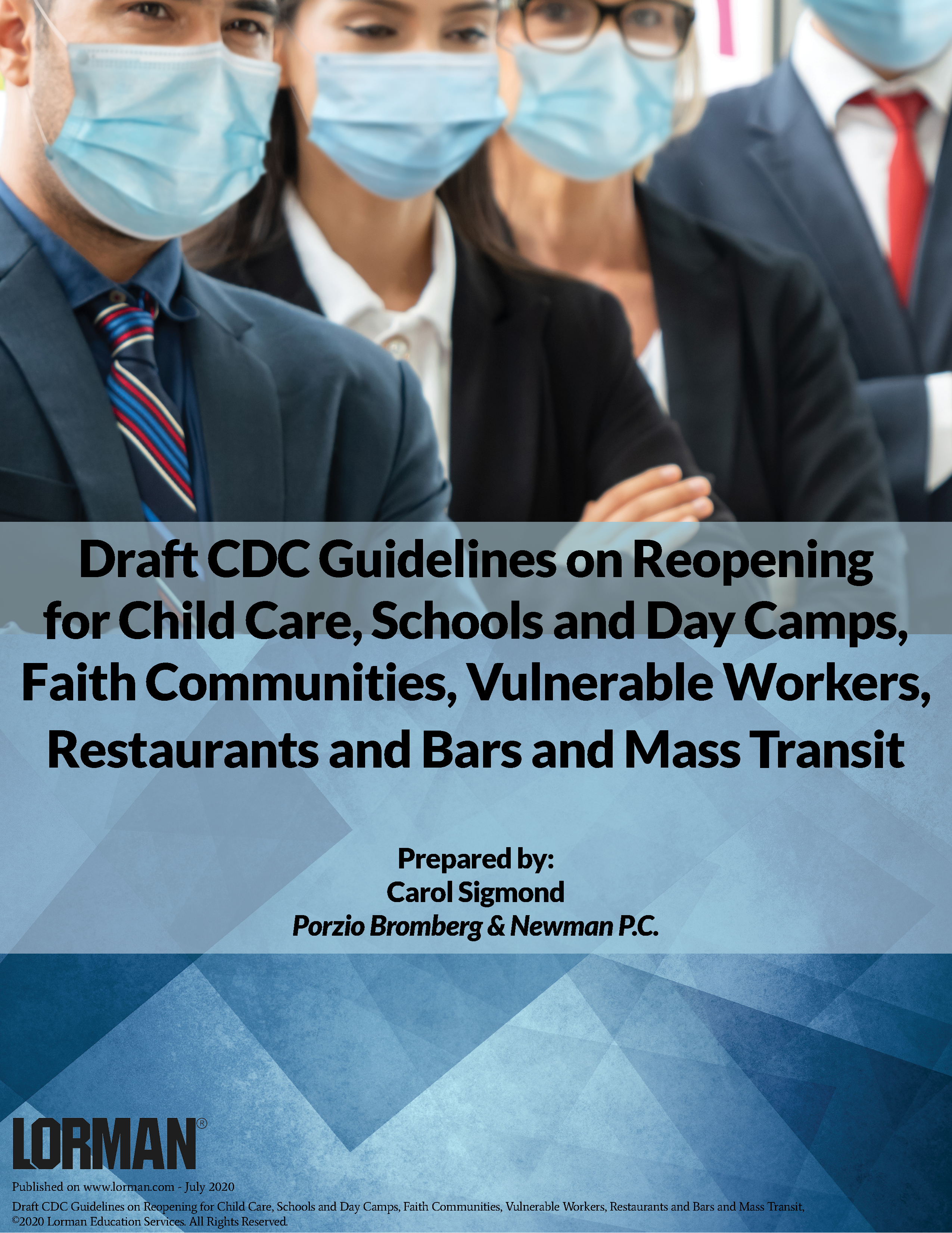 Draft CDC Guidelines on Reopening for Child Care, Schools and Day Camps